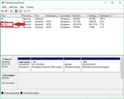 Cum de a diviza hard disk în Windows 10