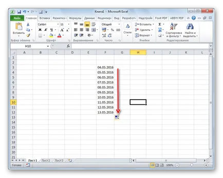 Cum în Excel completa în mod automat ( «Fill“ lista care apare, selectați) Cum în Excel în Completarea automată