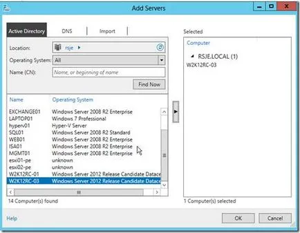 Server Manager Console în Windows Server 2012, ferestre pentru administratorii de sistem