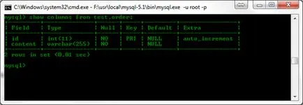 consola Mysql