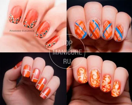 Orange manichiura - 56 idei originale