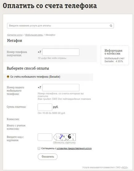 Transferul de bani de la Beeline, Megafon prin SMS și Internet - instrucțiuni detaliate
