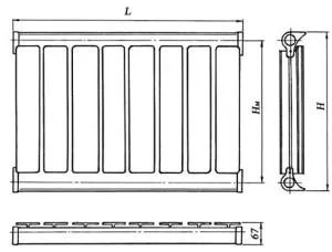 Radiatoare (aluminiu) - dimensiuni secțiune (radiatoare) Radiatoare (aluminiu) - dimensiuni secțiune