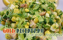 Salata cu porumb și castraveți „delicios“ (castraveți) Salata cu porumb și castraveți „delicios“