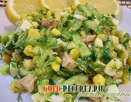 Salata cu porumb și castraveți „delicios“ (salata cu porumb conserve) Salata cu porumb și castraveți „delicios“