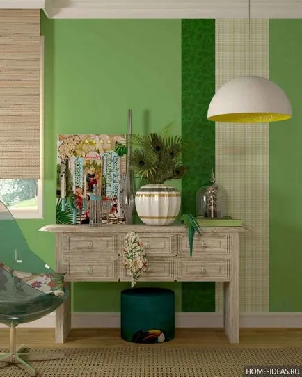 O combinație de interior verde cu designeri alte culori și sfaturi foto