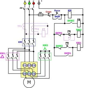 Schema electrică cu motor stea-triunghi