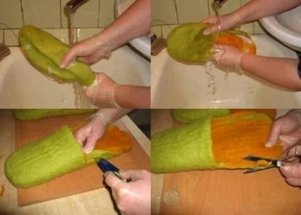 Papuci de împâslire lână cu mâinile lor (lor) Papuci de casă din lână împâslire propriile lor mâini