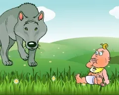 Lupul și câinele (poveste japoneza), un lup și un câine, povești de animale pentru cei mai tineri copii băieți