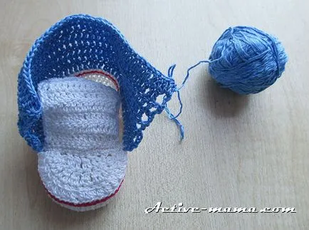 Descriere papuceii Crochet adidași pas cu fotografii, mama activă (papuceii nearticulat) papuceii crosetate, adidași pas cu pas descriere cu fotografii, mama activă