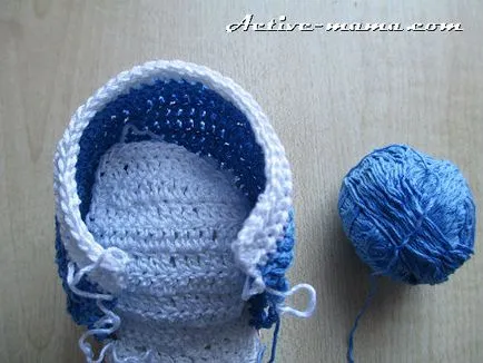 Descriere papuceii Crochet adidași pas cu fotografii, mama activă (13PS o buclă) papuceii crosetate, adidași pas cu pas descriere cu fotografii, mama activă