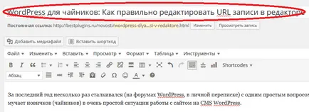 Wordpress pentru Dummies cum să editați intrările URL-ul din editor