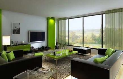 Culoarea verde în interiorul apartamentului, nuante si combinatii elegante, cu alte culori