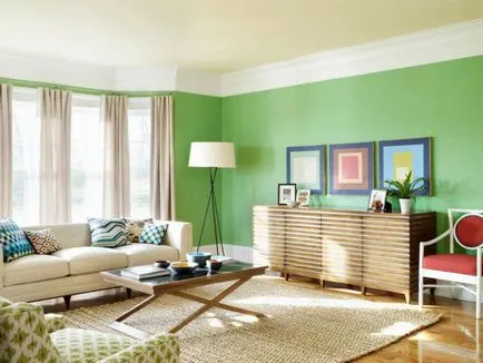 Culoarea verde în interiorul apartamentului, nuante si combinatii elegante, cu alte culori