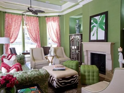Culoarea verde în interiorul apartamentului, nuante si combinatii elegante, cu alte culori