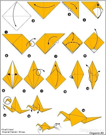 hârtie Crane origami cu mâinile și un circuit video (origami) hârtie origami Macara cu mâinile și un circuit de film