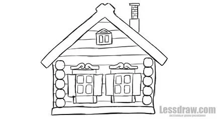 Cum de a desena o colibă ​​jurnal rus
