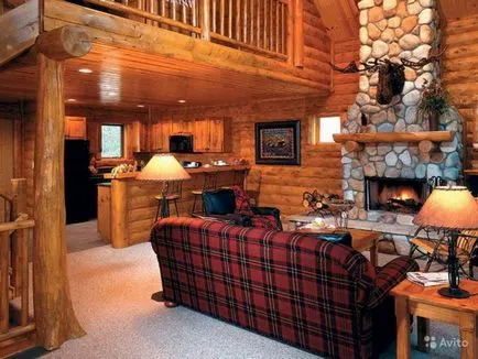 Interior rustic cu o sobă, o fotografie living, hol, bucatarie (living) Interior rustic cu o sobă, o fotografie living, bucatarie