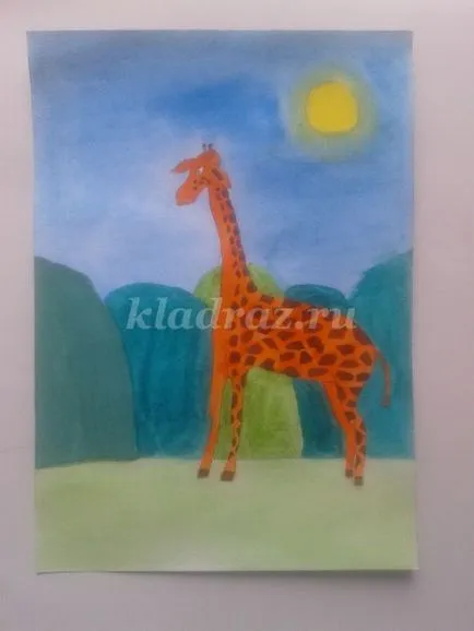 Cum de a desena o girafă în etape, cu fotografii ale copiilor