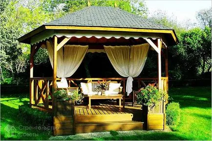 Cum de a construi o pergola cu propriile lor mâini - un foișor pentru gradina fotografie, desene, diagrame (cum să construiască un foișor cu mâinile) Cum de a construi o pergola cu propriile lor mâini - un foișor pentru gradina fotografii, desene, diagrame