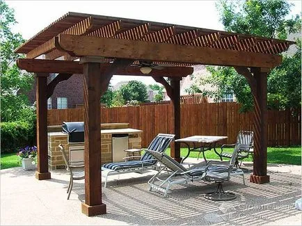 Cum de a construi o pergola cu propriile lor mâini - un foișor pentru gradina fotografii, desene, diagrame (cabane) Cum de a construi o pergola cu propriile lor mâini - un foișor pentru gradina fotografii, desene, diagrame