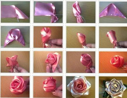 Cum sa faci o floare de panglica de satin (cum să facă un pom de Crăciun din flori de hârtie) Cum sa faci o floare din panglica de satin