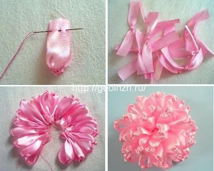 Cum sa faci o floare de panglica de satin (cum să facă un pom de Crăciun din flori de hârtie) Cum sa faci o floare din panglica de satin