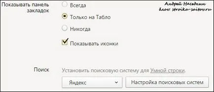 Configurarea pe rafturi Yandex Browser