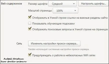 Configurarea pe rafturi Yandex Browser