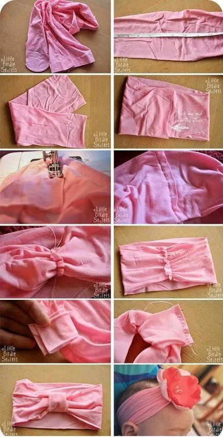 Bandaj pe cap cu propriile sale mâini din tesatura în stilul de pin-up cu flori și cu o bandă de cauciuc