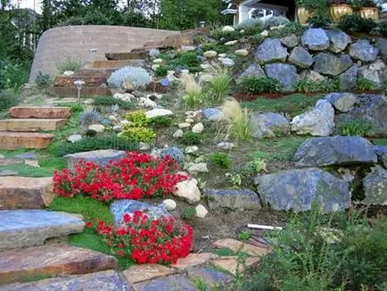 Exemple de design peisagistic - amenajare terase pe panta (pietre de amenajare a teritoriului) Exemple de design peisagistic - amenajare terase pe panta