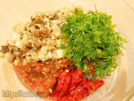 Salata de vinete prăjite, ardei și tomate (vinete) Salata de vinete prăjite, ardei și roșii
