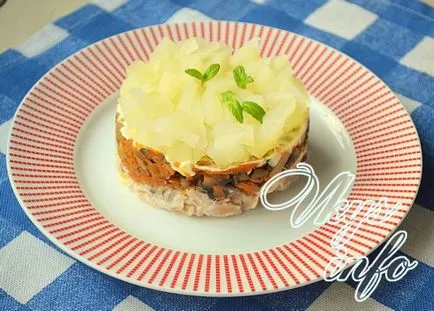 Salata cu carne de pui, ananas și ciuperci rețete cu fotografii