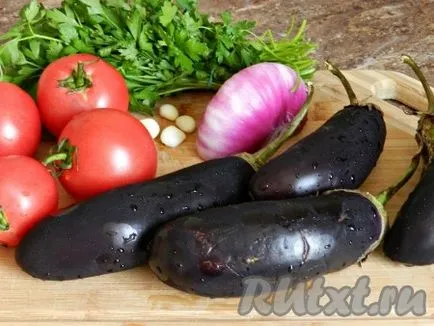 Salata de cald, cu vinete și roșii - pregătirea pas cu pas, cu fotografii