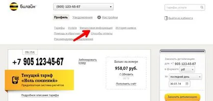 Cum de a comanda apeluri Beeline detaliu