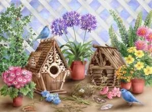 Birdhouse cu desenul lor mâini