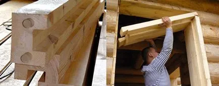 Montare de ferestre case de lemn cu mâinile lor Montare de ferestre case de lemn cu mâinile lor
