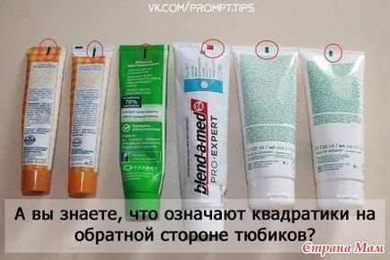 Ce sunt pătrate colorate pe partea din spate a tuburilor creme (tuburi) Ce sunt pătrate colorate pe partea din spate a tuburilor creme