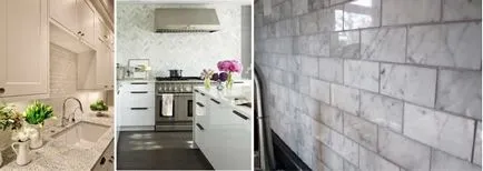 Design țiglă în bucătărie purtând un șorț și pe podea (foto)
