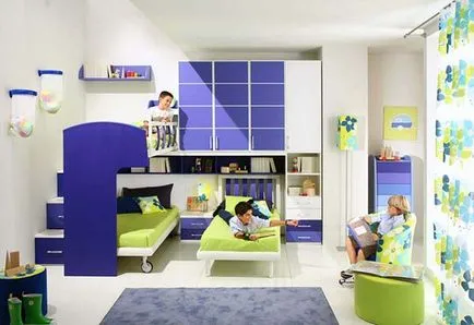 Design de copil pentru trei copii, cum de a decora și spațiu zonat (trei) Design de copil pentru trei copii, cum de a decora spațiul și zonarea
