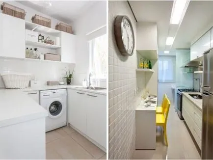 Design țiglă în bucătărie purtând un șorț și pe podea (foto)