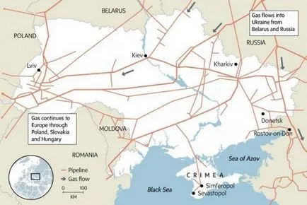 Pipeline prin Ucraina către Europa - și schema rutelor