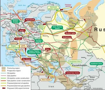Pipeline prin Ucraina către Europa - și schema rutelor