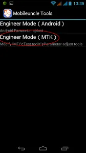 Meniul Inginerie bazat pe telefoane Android
