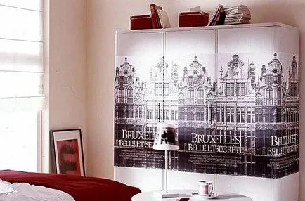 Cum de a decora dulapul cu mâinile lor decupaj, tesatura de design, restaurare cu tapet tradițional, decor
