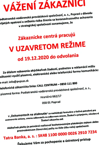 питейна вода podtatranská