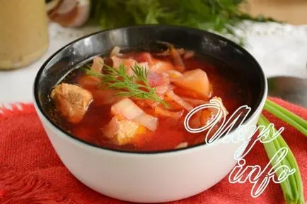 Borscs a multivarka - lépésről lépésre recept fotók