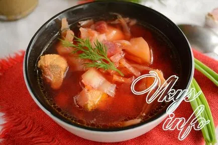 Borscs a multivarka - lépésről lépésre recept fotók