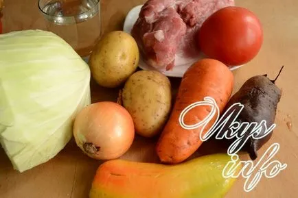 Borscs a multivarka - lépésről lépésre recept fotók