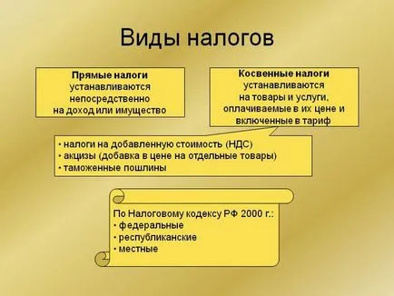 Ami érvényes a közvetett adók (javára közvetett adók) Ami érvényes a közvetett adók